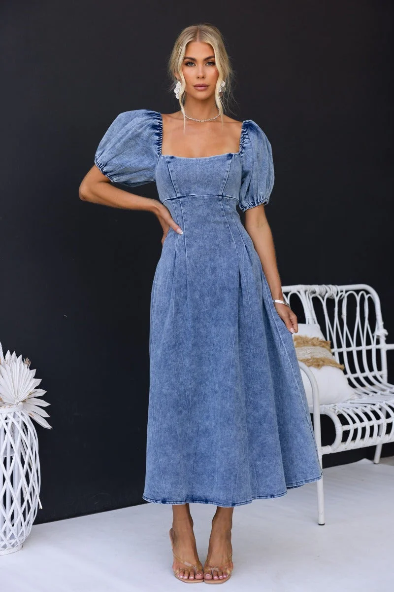 Ammalee Denim Midi Dress - Image 3