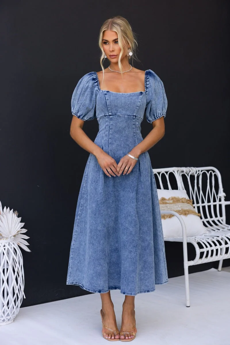Ammalee Denim Midi Dress - Image 4