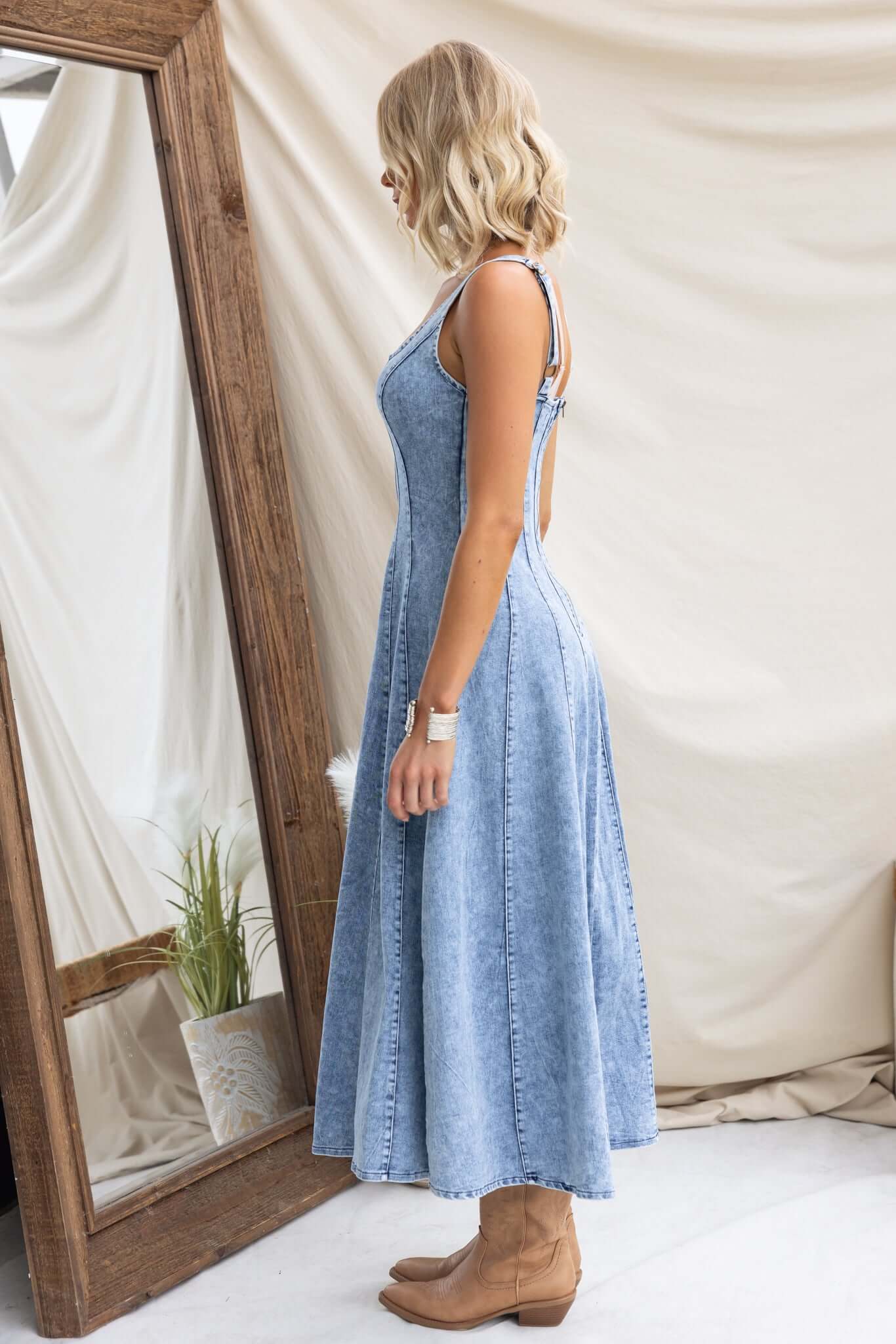Annette Denim Maxi Dress - Image 3