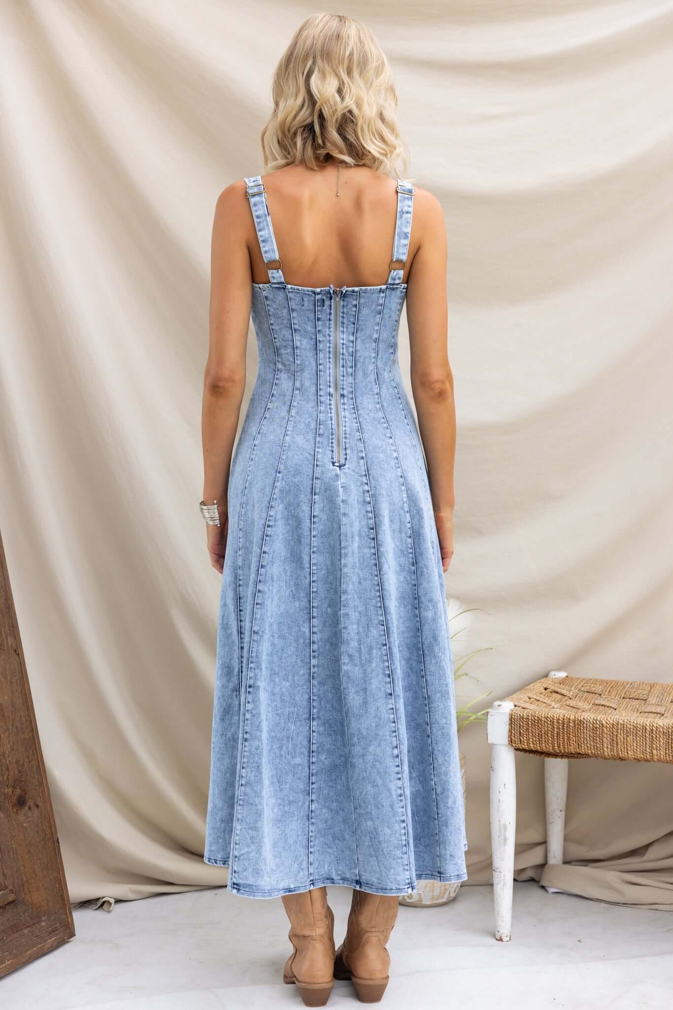 Annette Denim Maxi Dress - Image 4