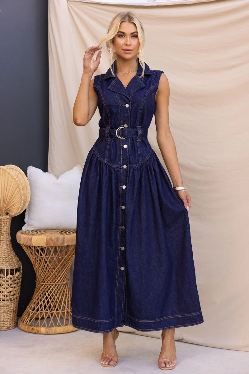Ansley Denim Maxi Dress
