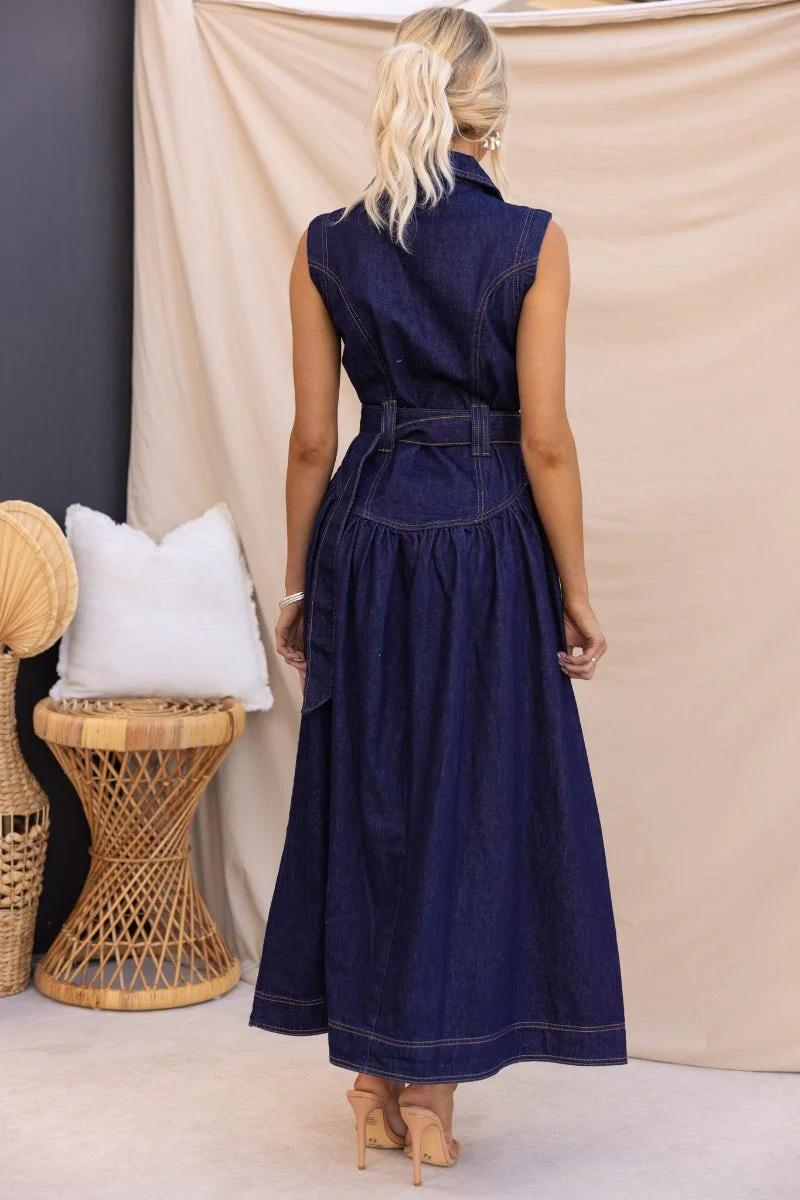 Ansley Denim Maxi Dress - Image 6