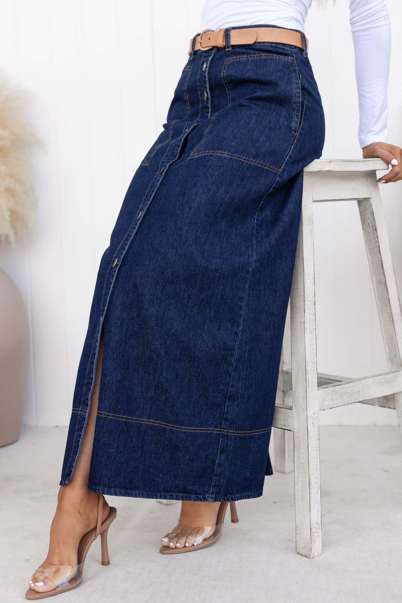 Ashten Denim Maxi Skirt - Image 3