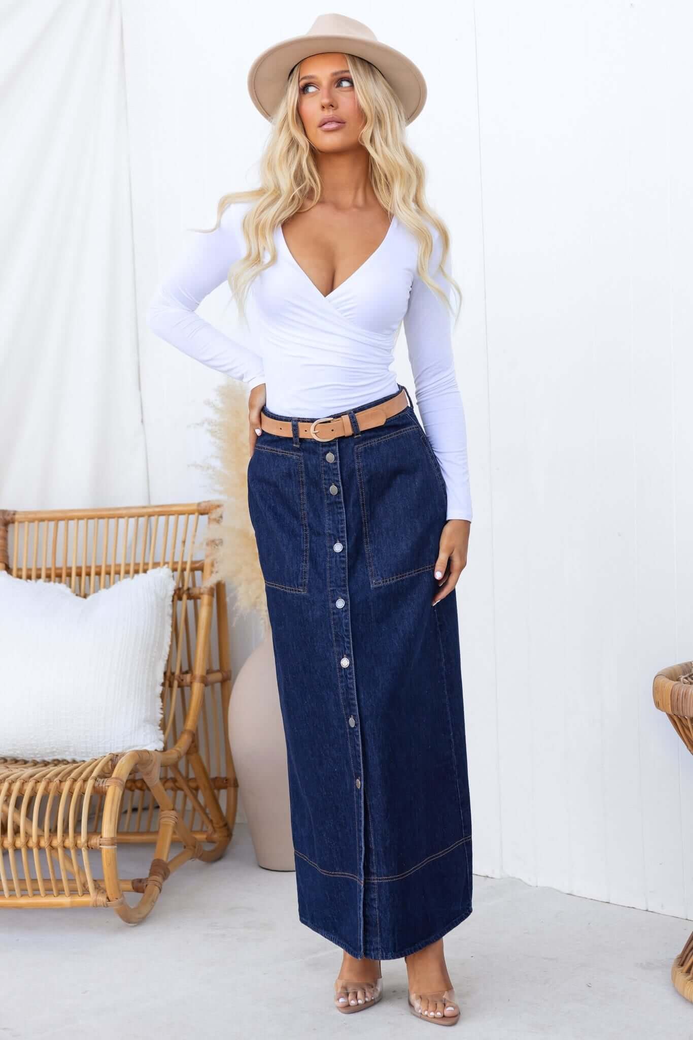 Ashten Denim Maxi Skirt - Image 4