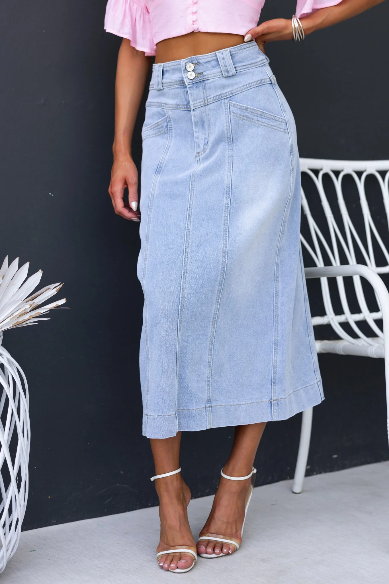 Azra Denim Midi Skirt