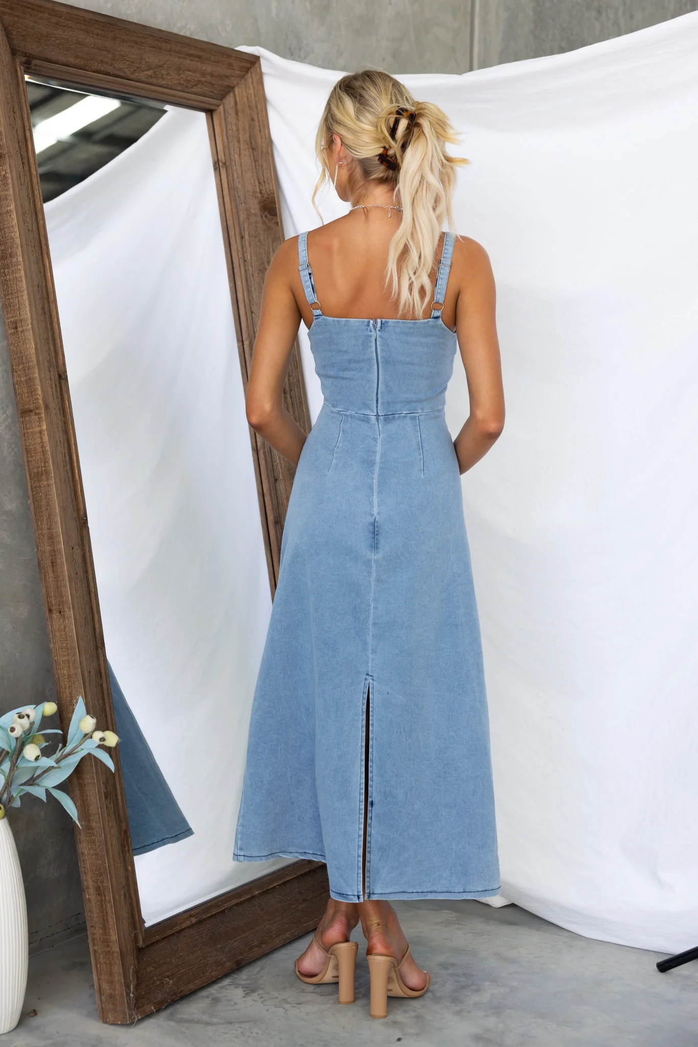 Becca Denim Midi Dress - Image 5