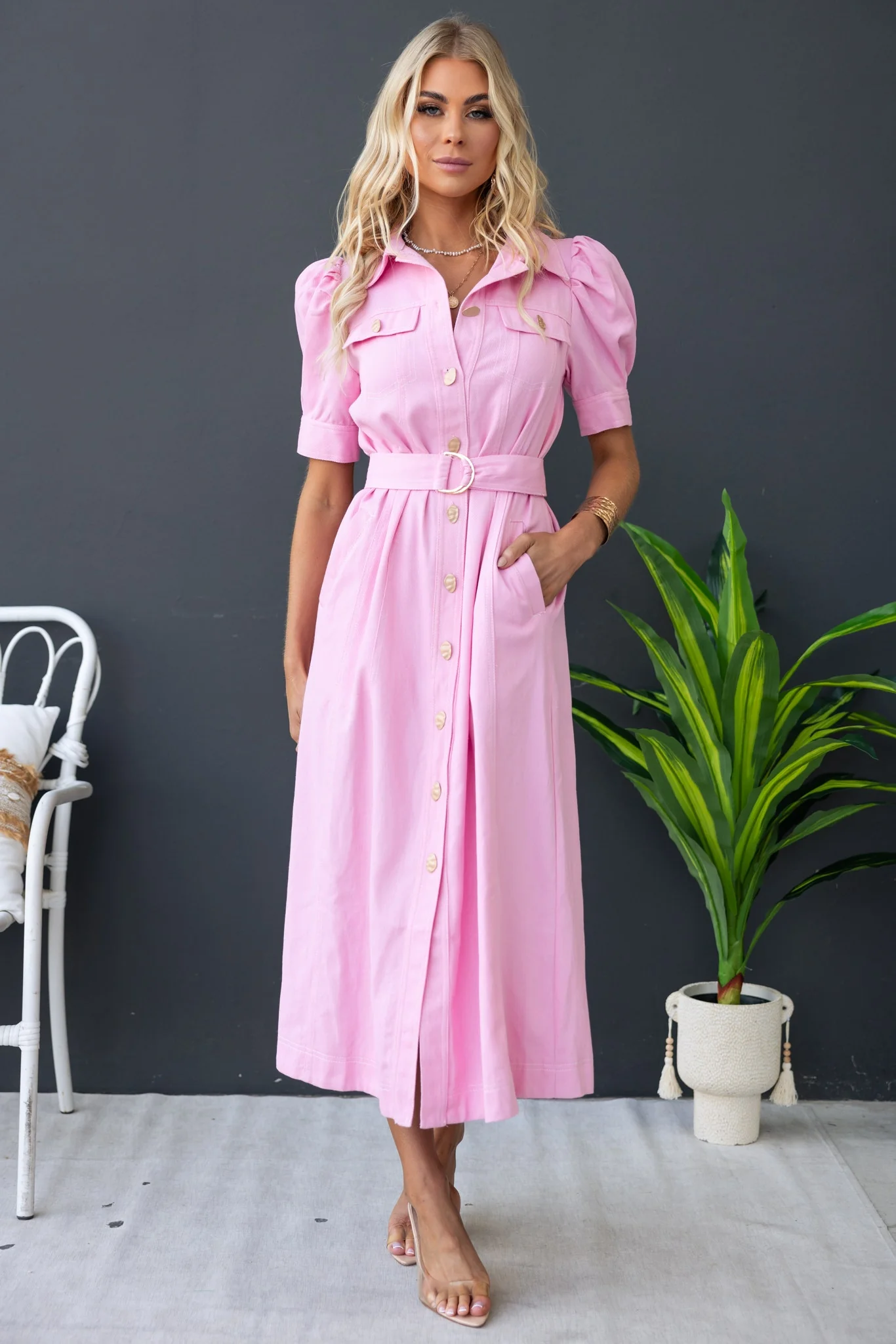 Berry Denim Maxi Dress - Image 2