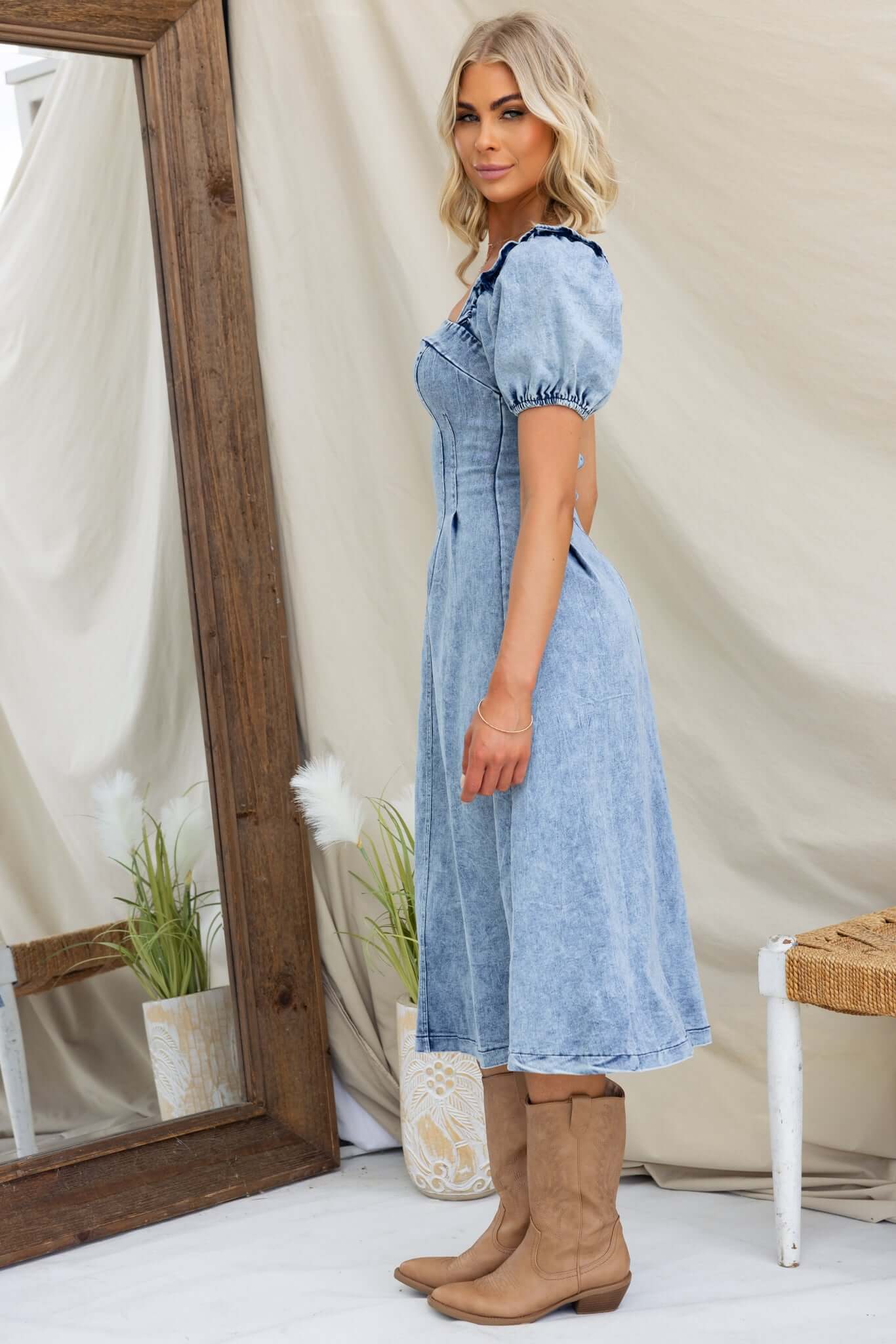 Bridgie Denim Midi Dress - Image 6