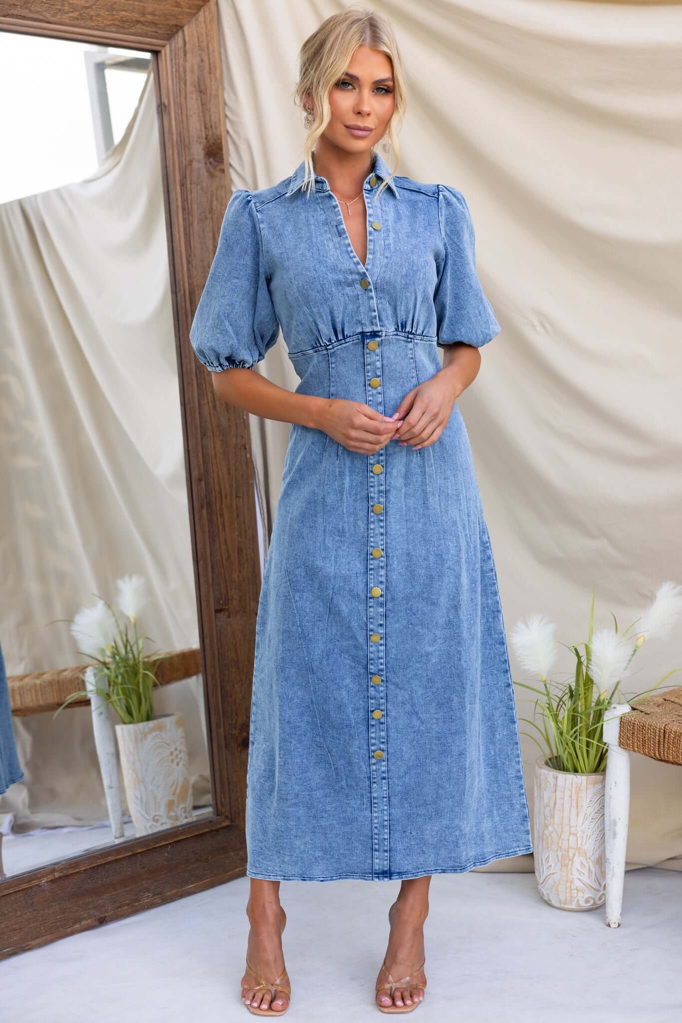 Brinna Denim Midi Dress - Image 3