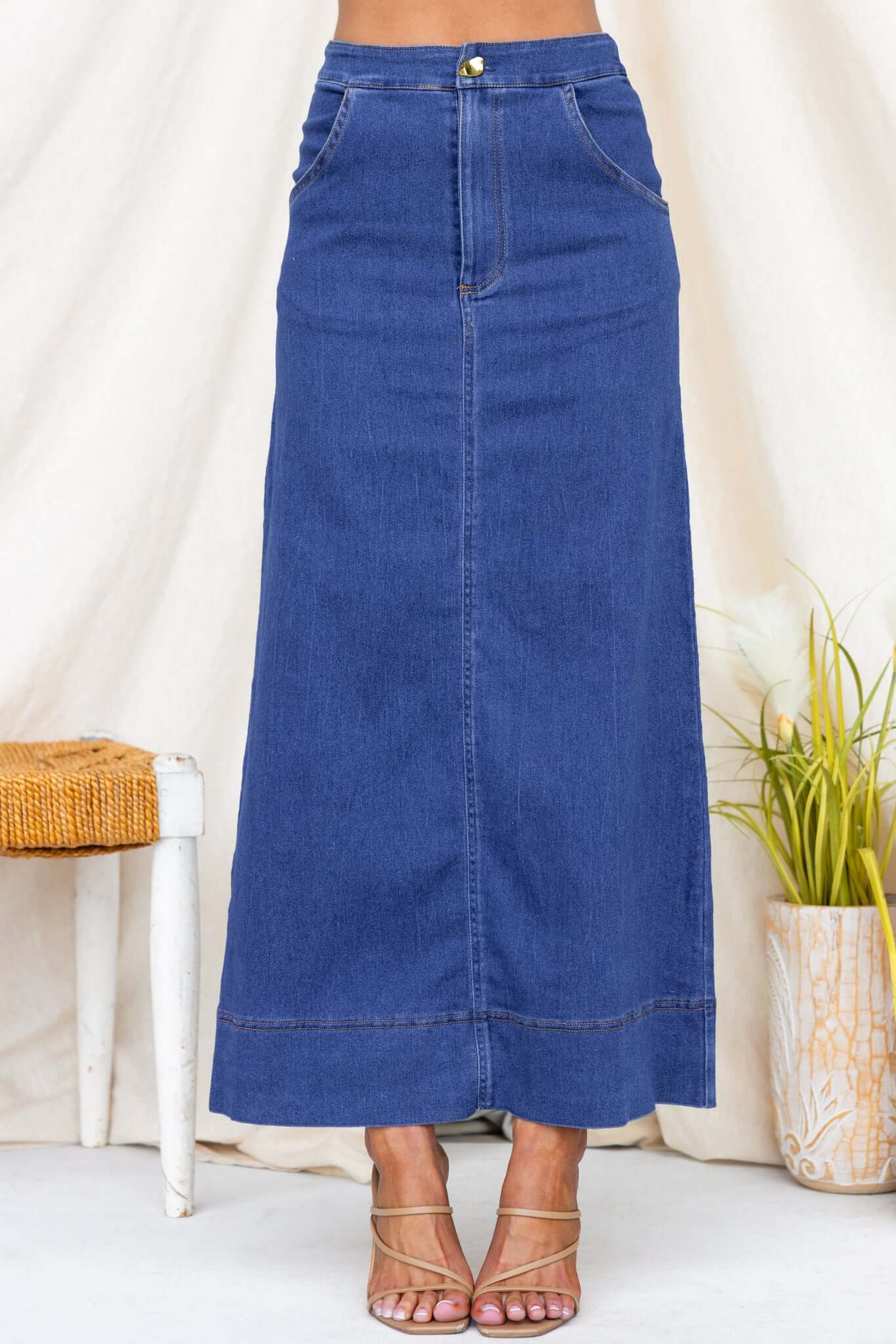 Brynah Denim Maxi Skirt - Image 3