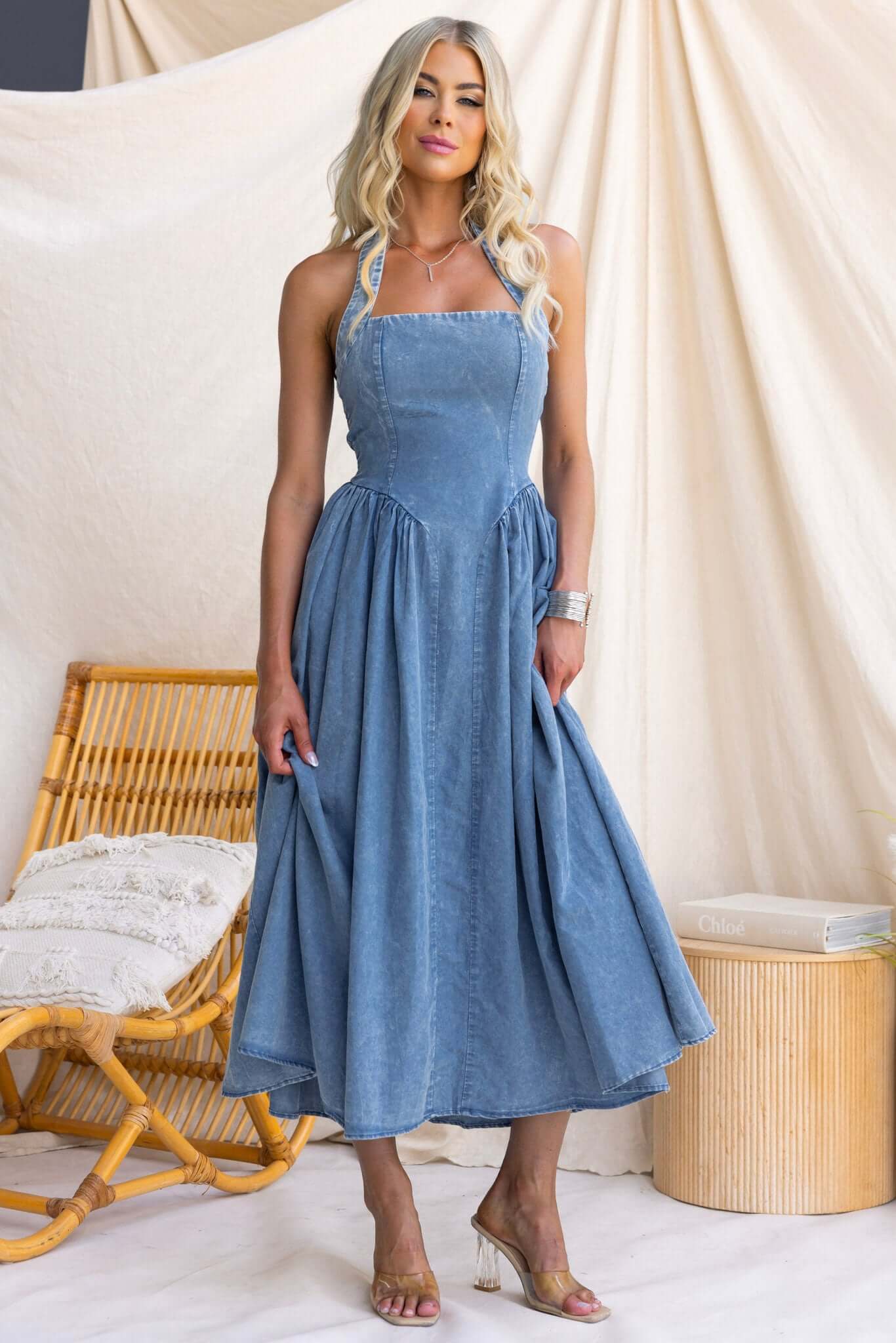 Capri Denim Maxi Dress - Image 3