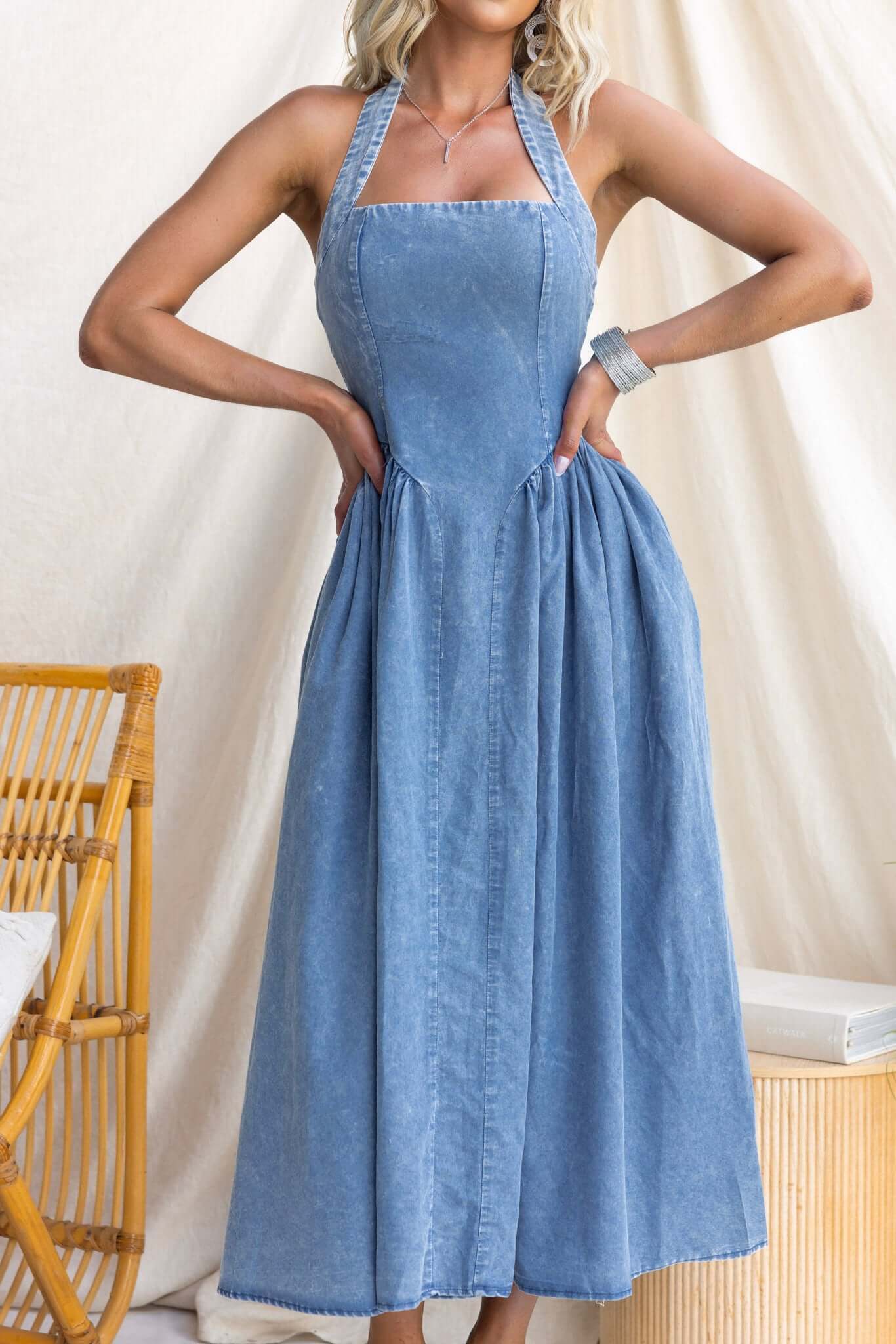 Capri Denim Maxi Dress - Image 4