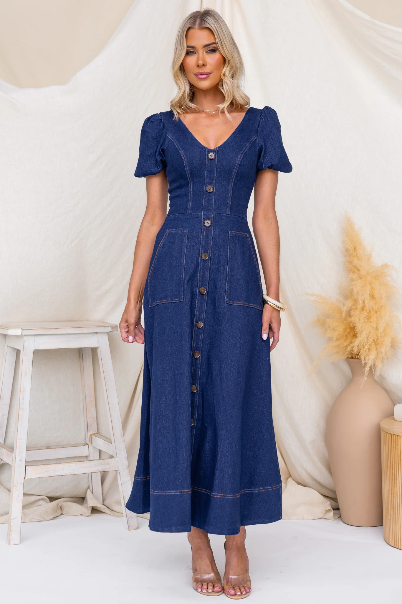 Carried Away Denim Maxi Dress - Image 3