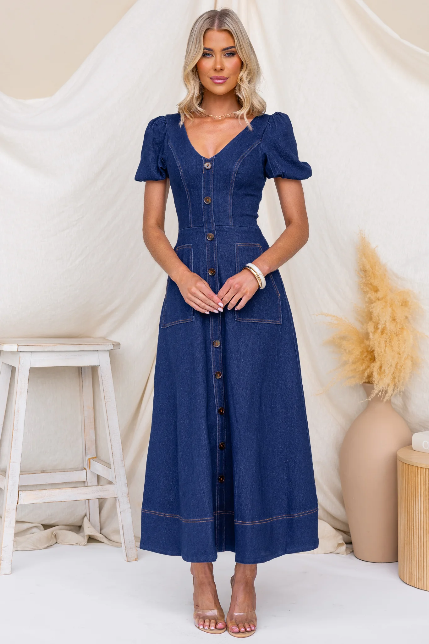 Carried Away Denim Maxi Dress - Image 4