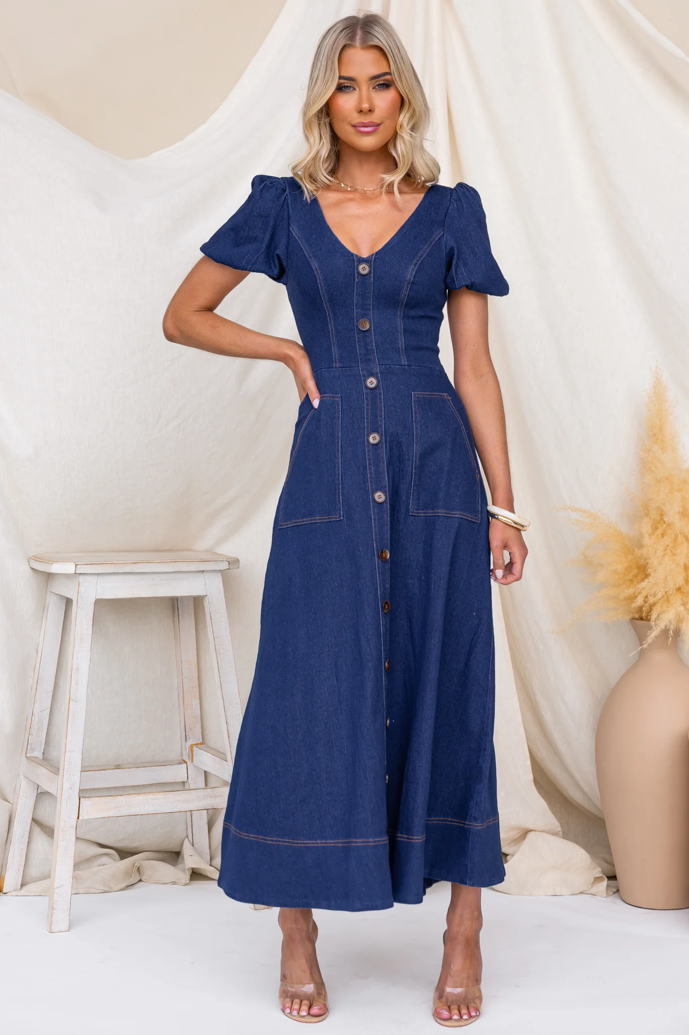 Carried Away Denim Maxi Dress - Image 5