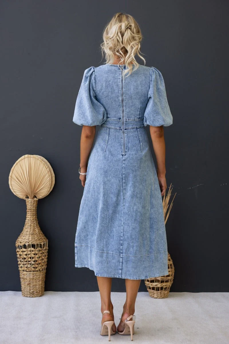 Castella Denim Midi Dress - Image 6