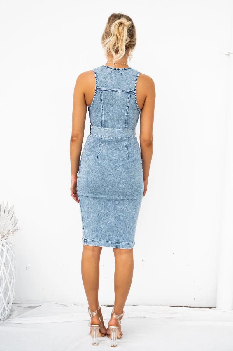 Elena Denim Dress - Image 4