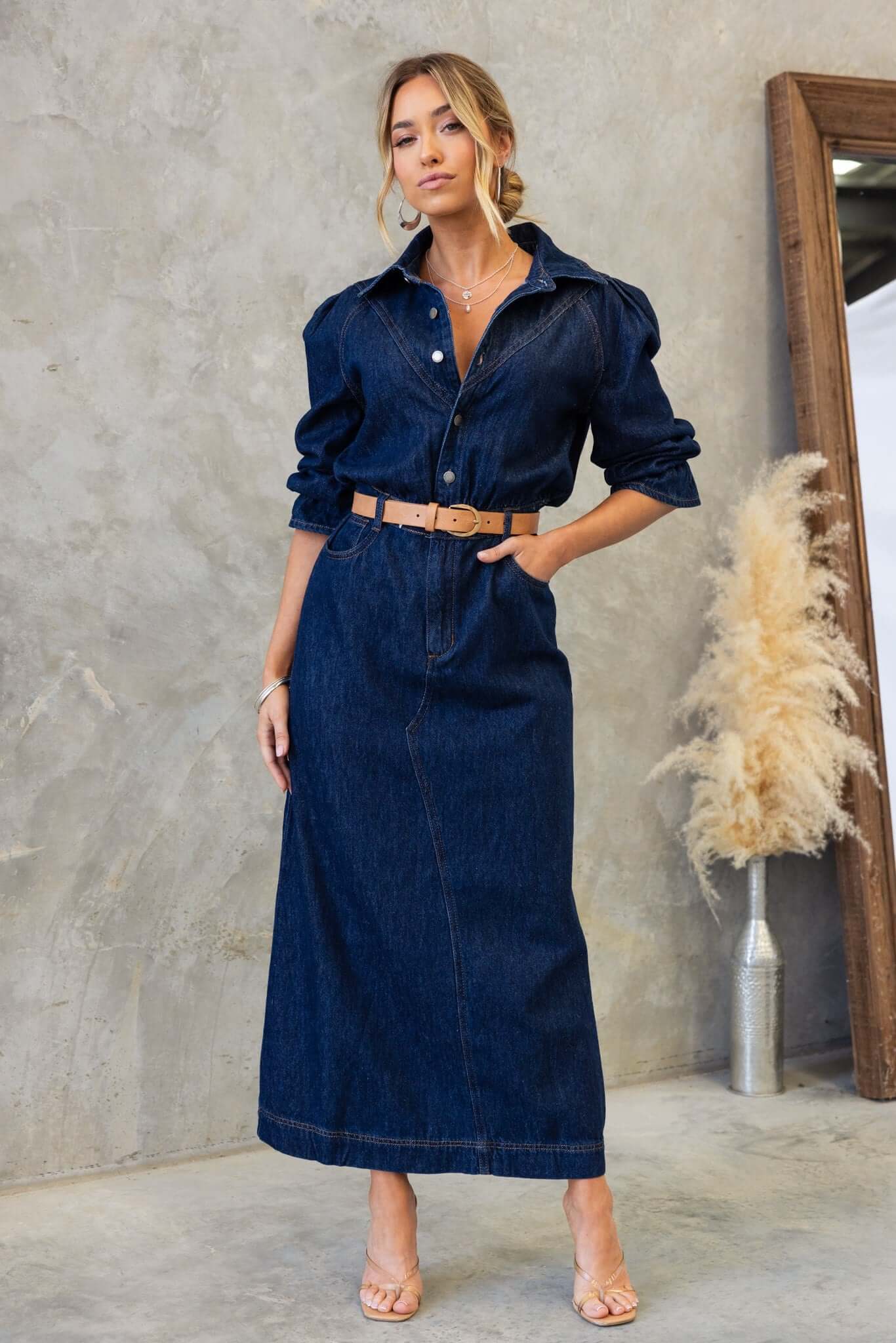 Elwood Denim Maxi Dress - Image 3