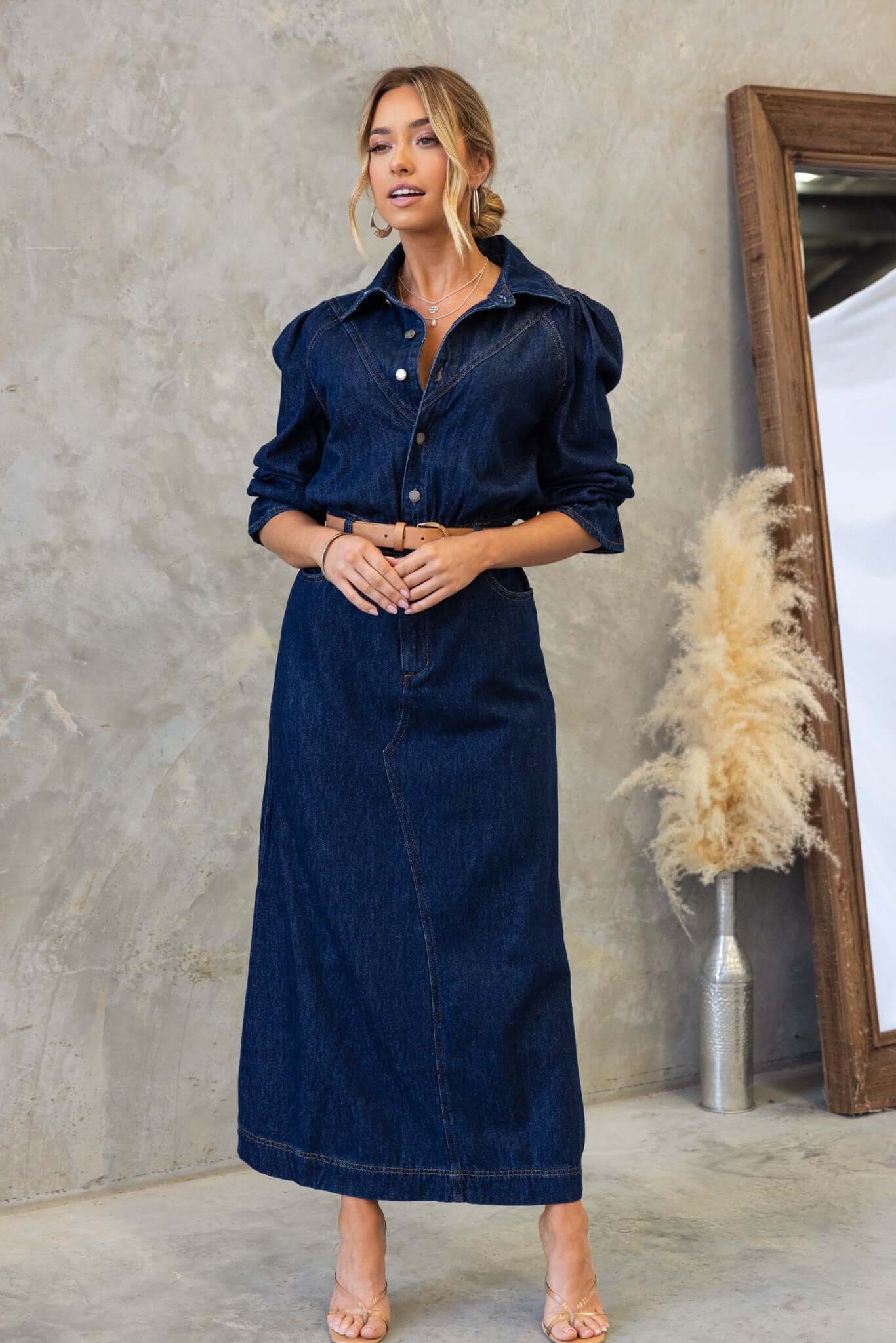 Elwood Denim Maxi Dress - Image 4