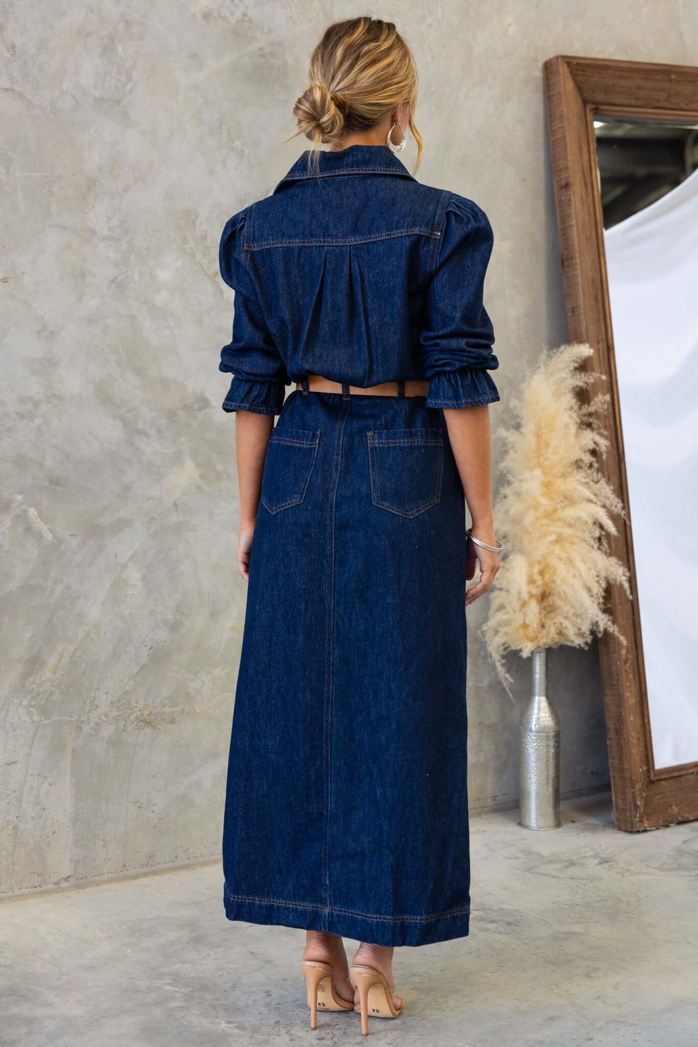 Elwood Denim Maxi Dress - Image 6