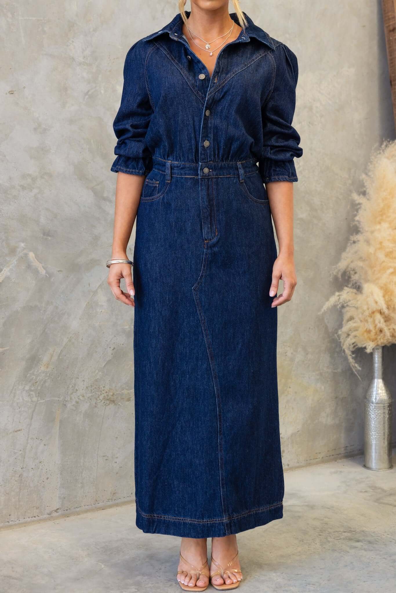 Elwood Denim Maxi Dress - Image 7