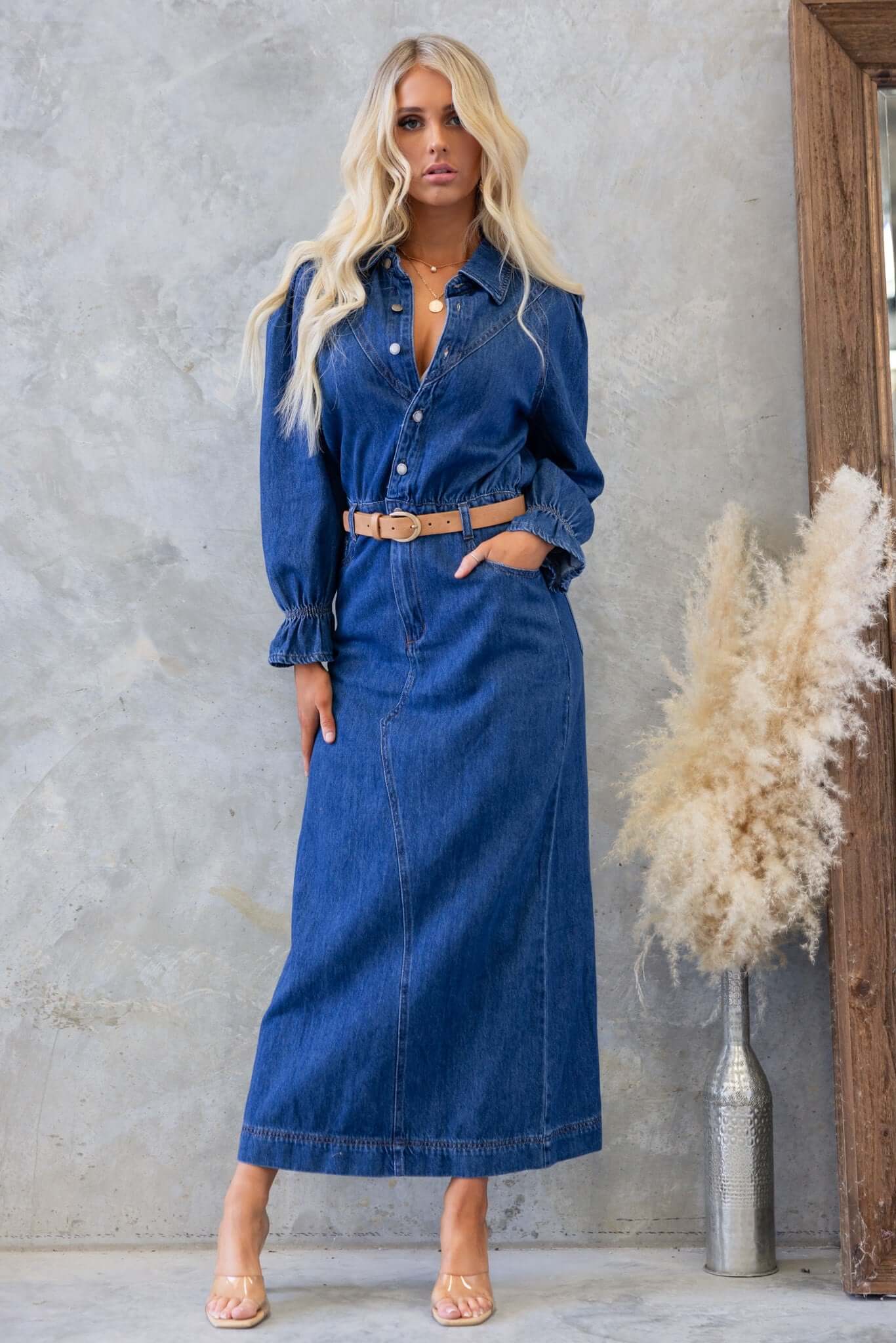 Elwood Denim Maxi Dress - Image 2