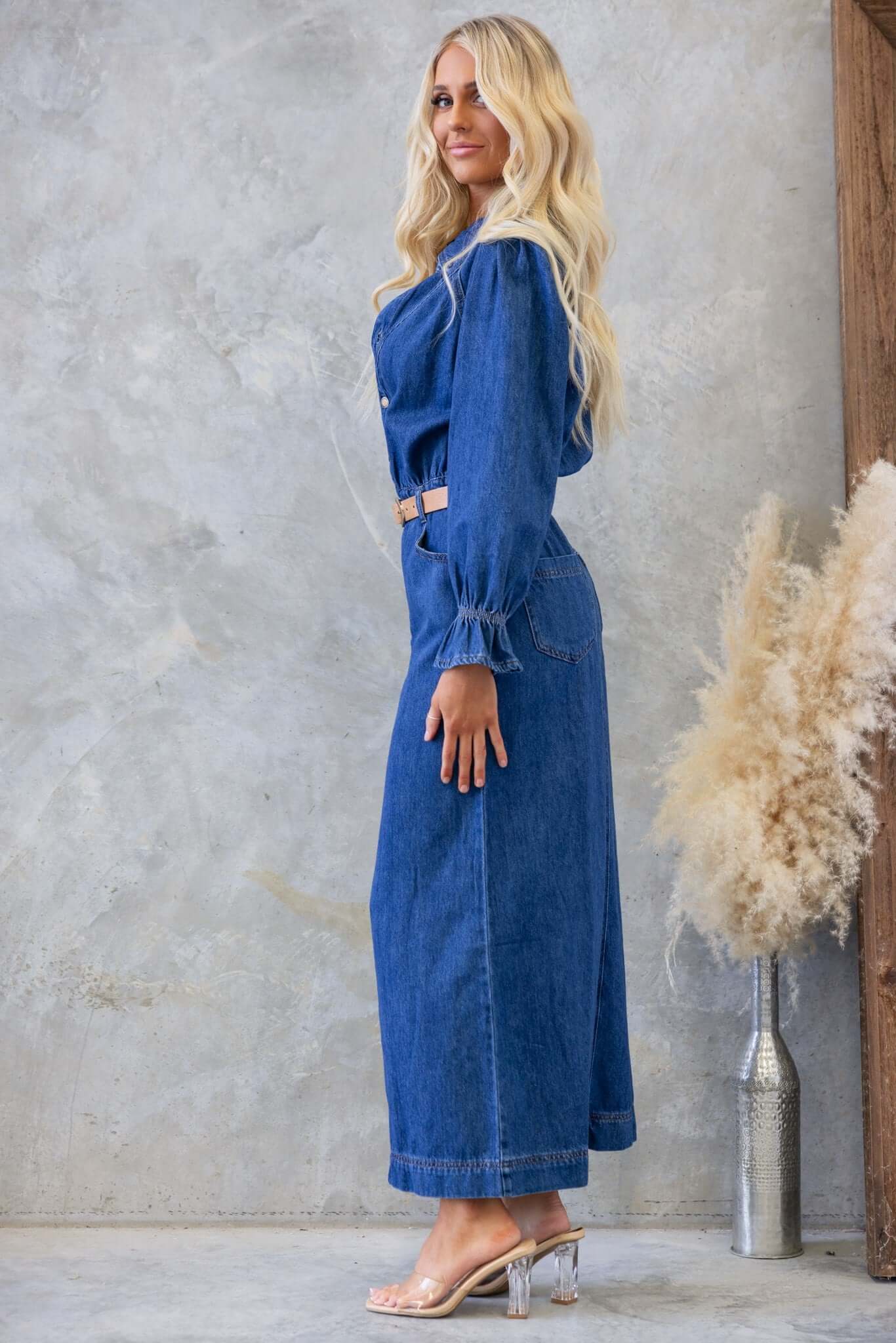 Elwood Denim Maxi Dress - Image 4