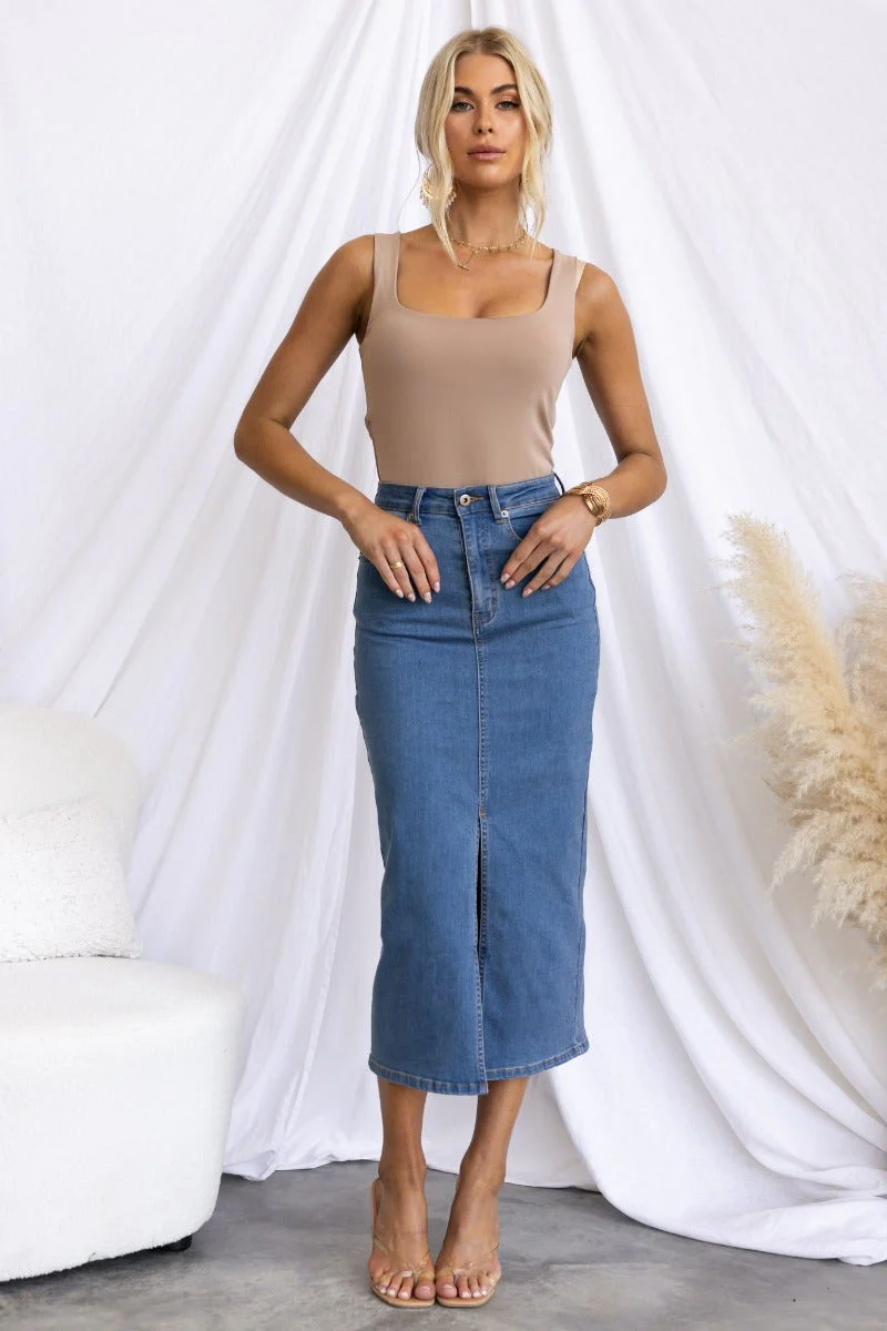 Evelyn Denim Midi Skirt