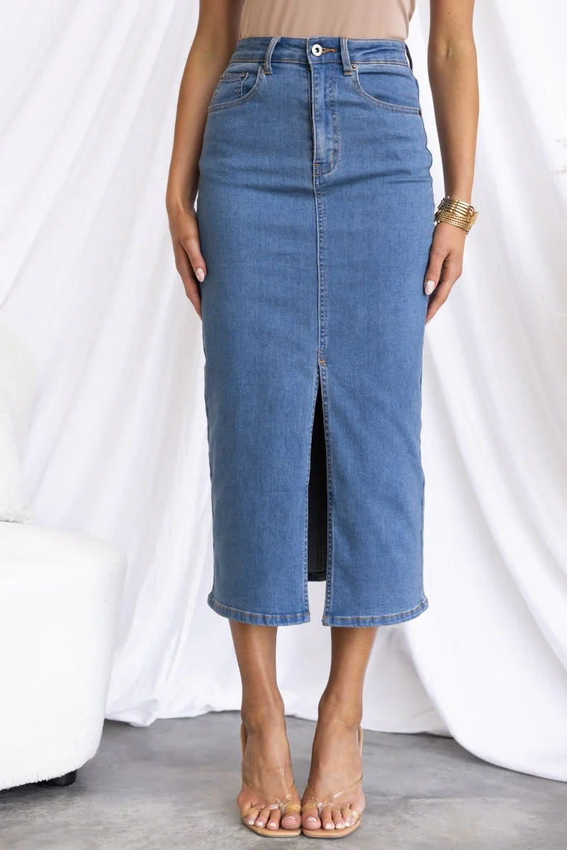 Evelyn Denim Midi Skirt - Image 2