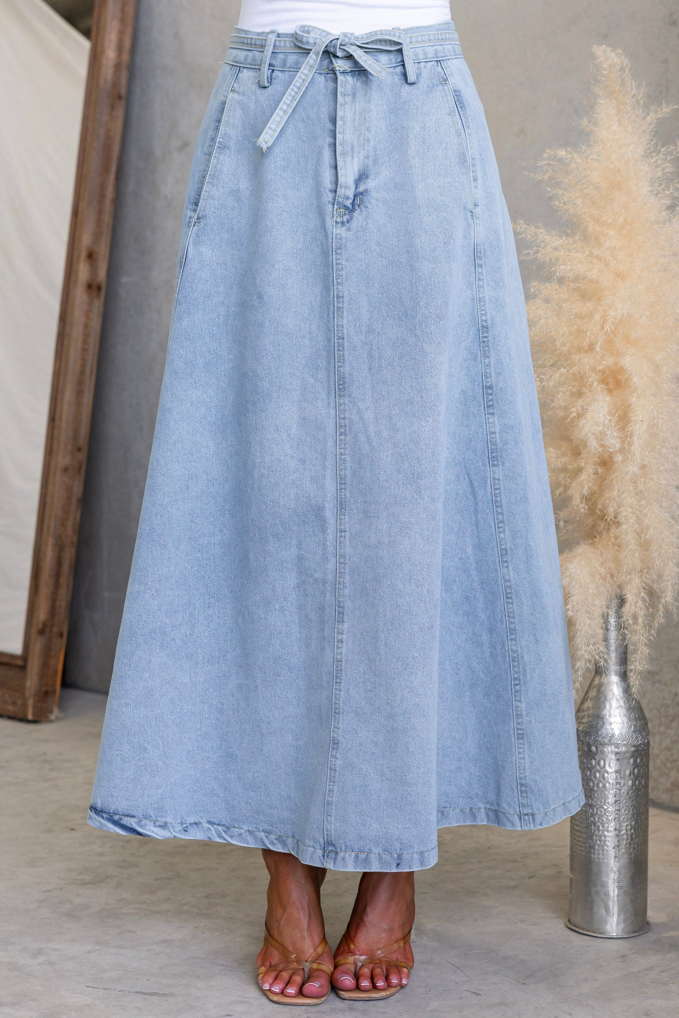 Faint Denim Maxi Skirt - Image 5