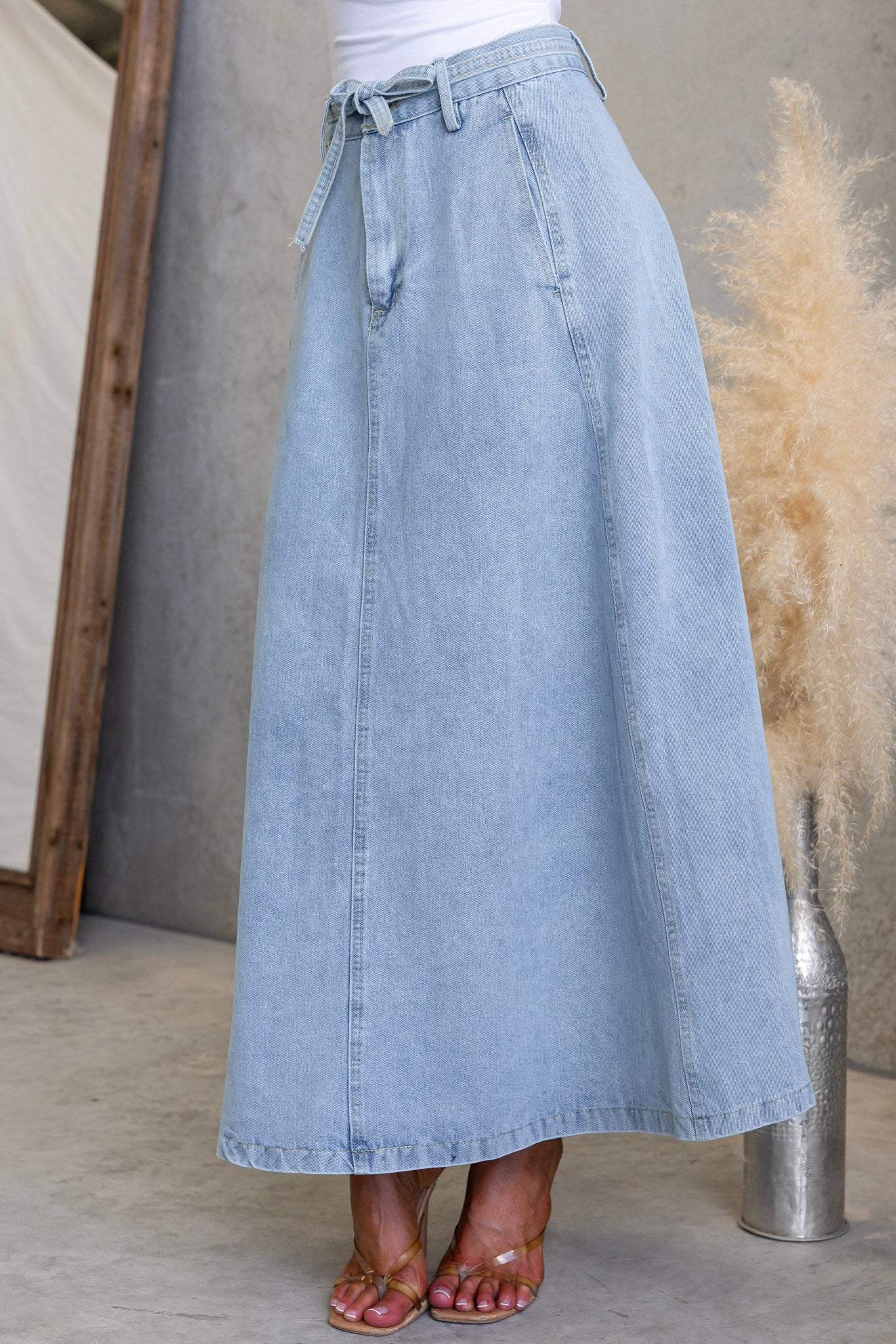 Faint Denim Maxi Skirt - Image 7