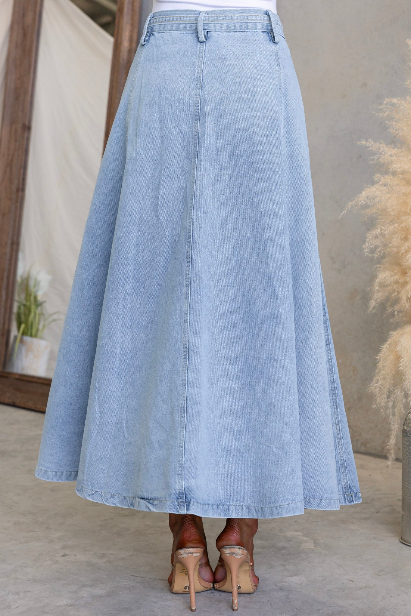 Faint Denim Maxi Skirt - Image 8
