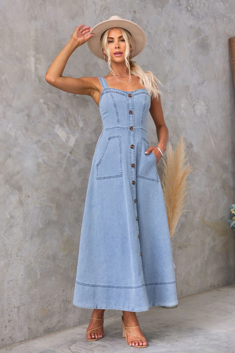 Fantastic Denim Maxi Dress - Image 2