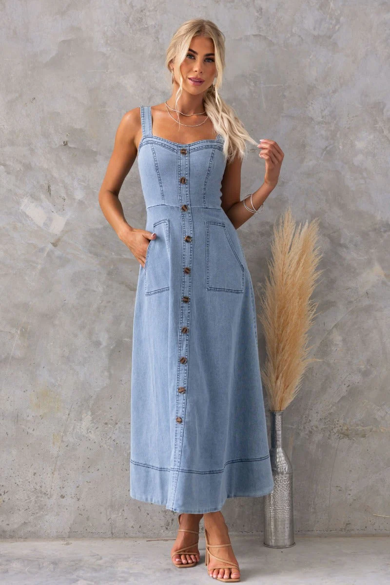 Fantastic Denim Maxi Dress - Image 3