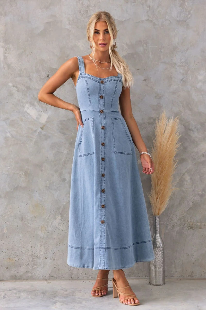 Fantastic Denim Maxi Dress - Image 4