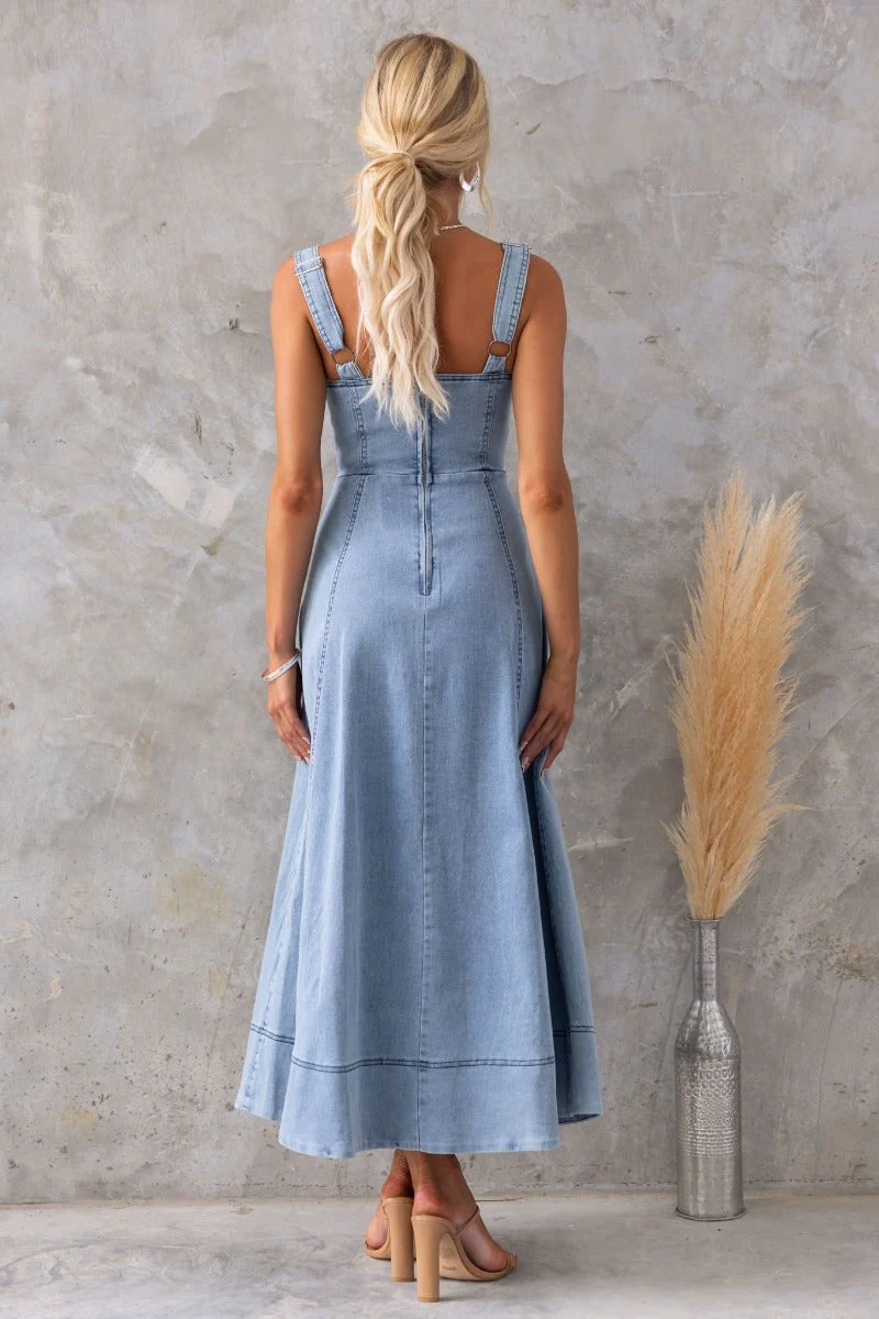 Fantastic Denim Maxi Dress - Image 6