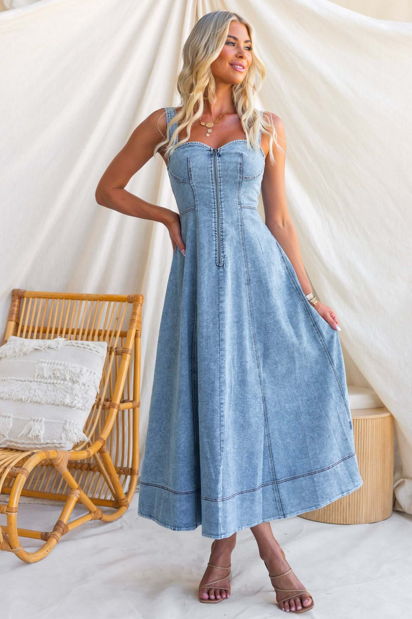 Fitzroy Denim Maxi Dress - Image 2