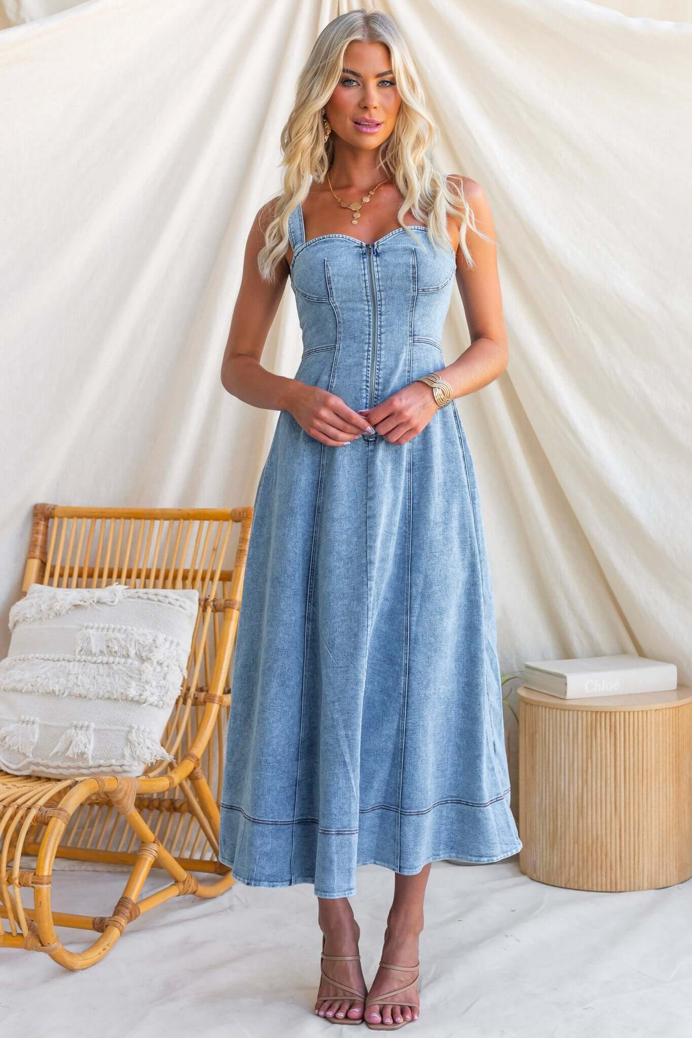 Fitzroy Denim Maxi Dress - Image 3
