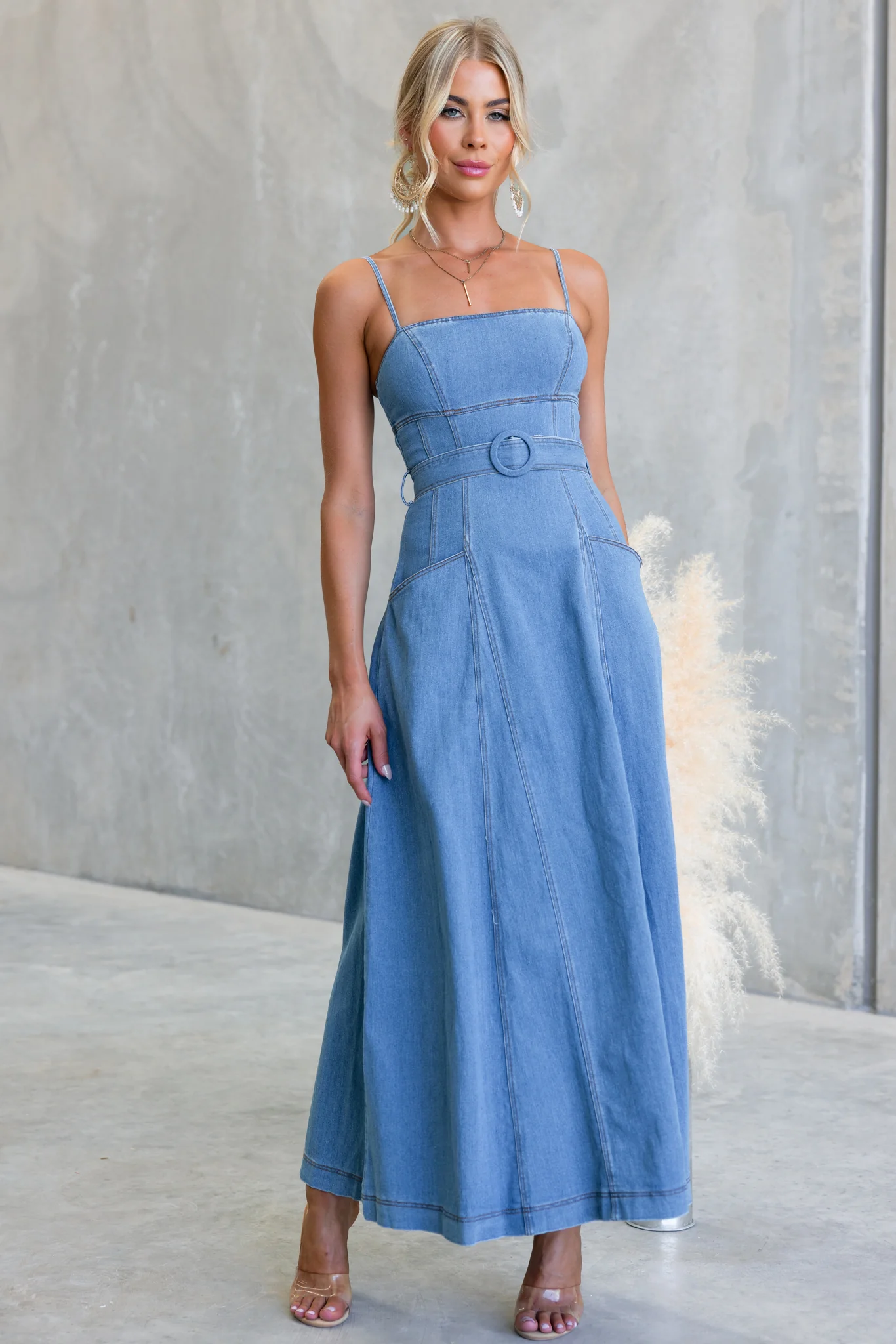 Harp Denim Midi Dress - Image 4