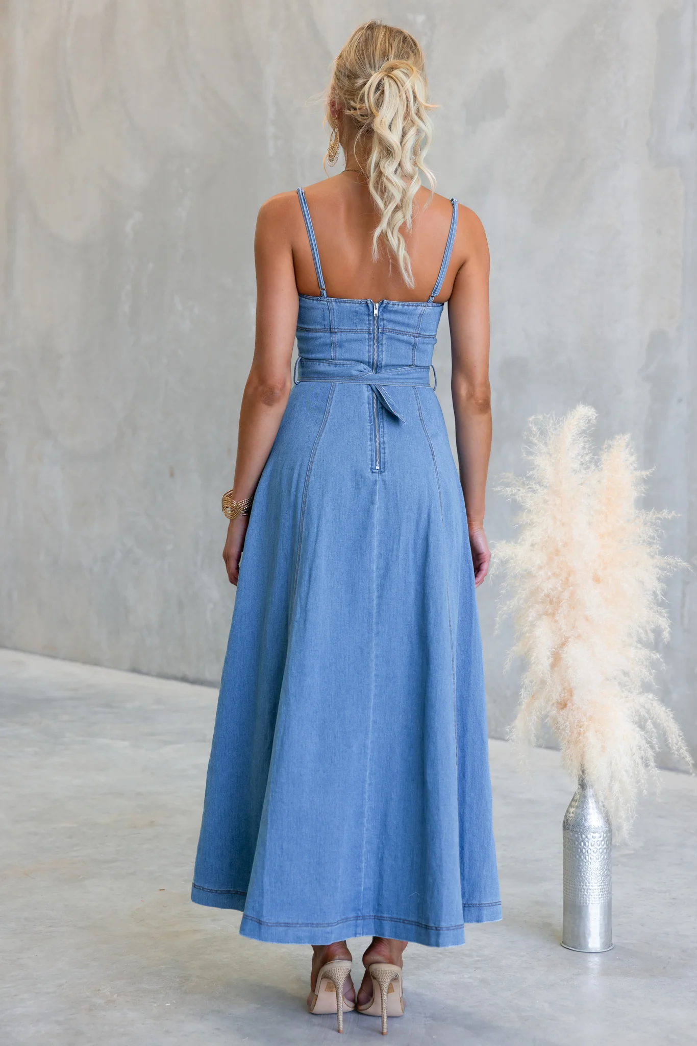 Harp Denim Midi Dress - Image 6