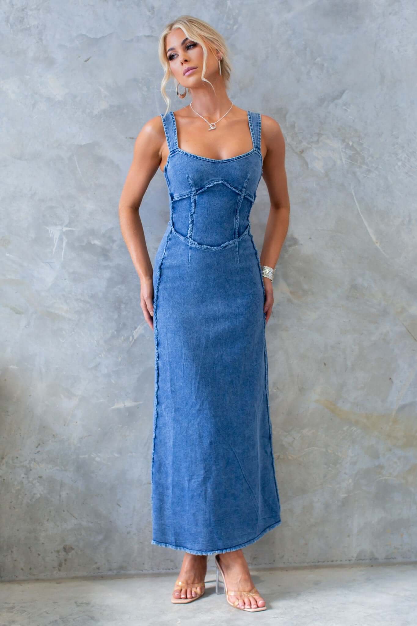 Heads Turn Denim Maxi Dress - Image 2