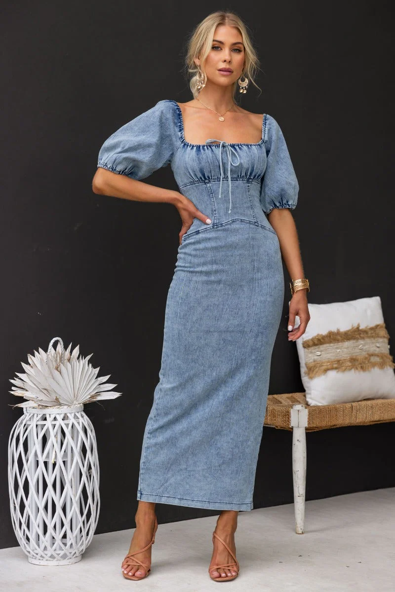 Irving Denim Maxi Dress - Image 2