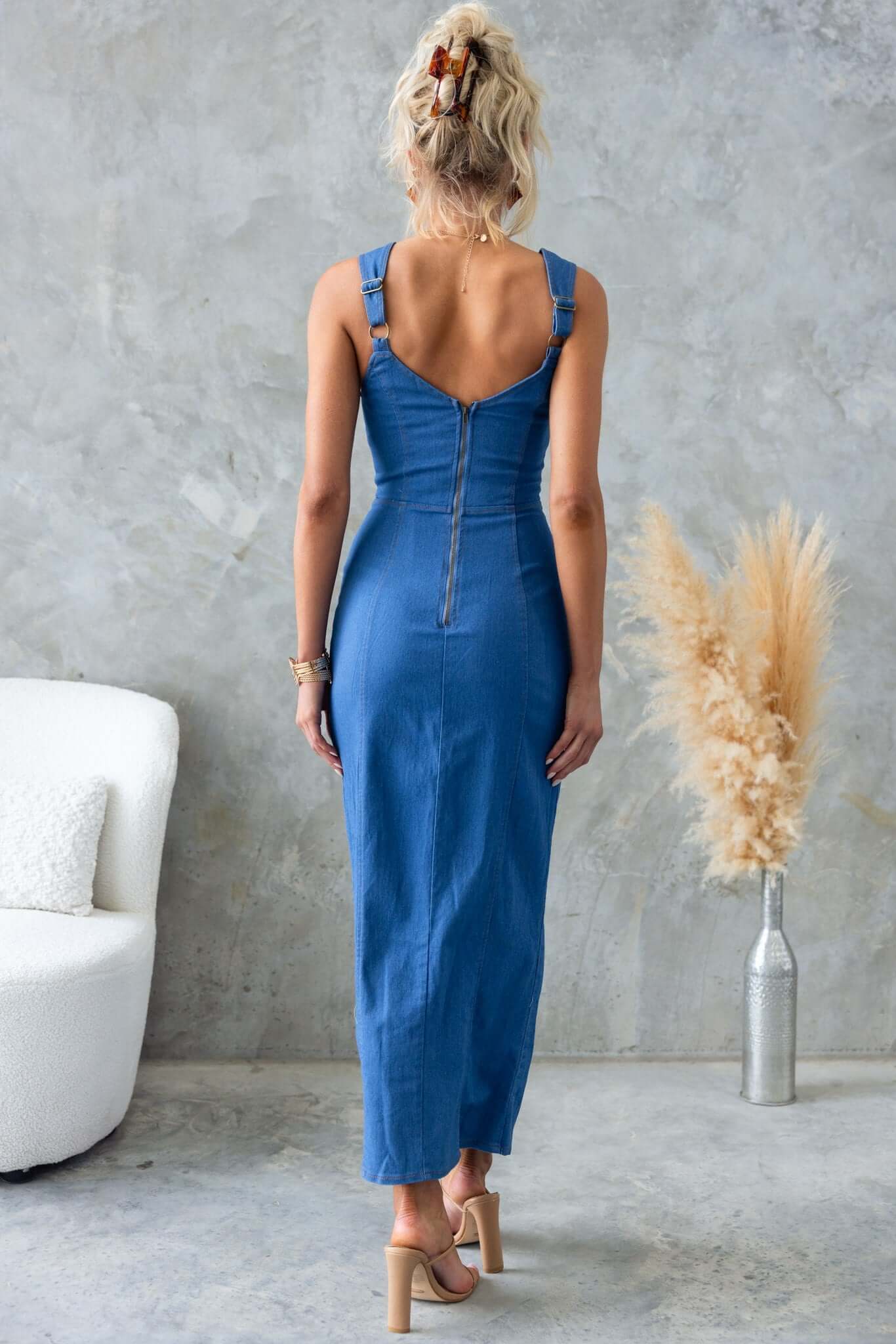 Jovan Denim Midi Dress - Image 5