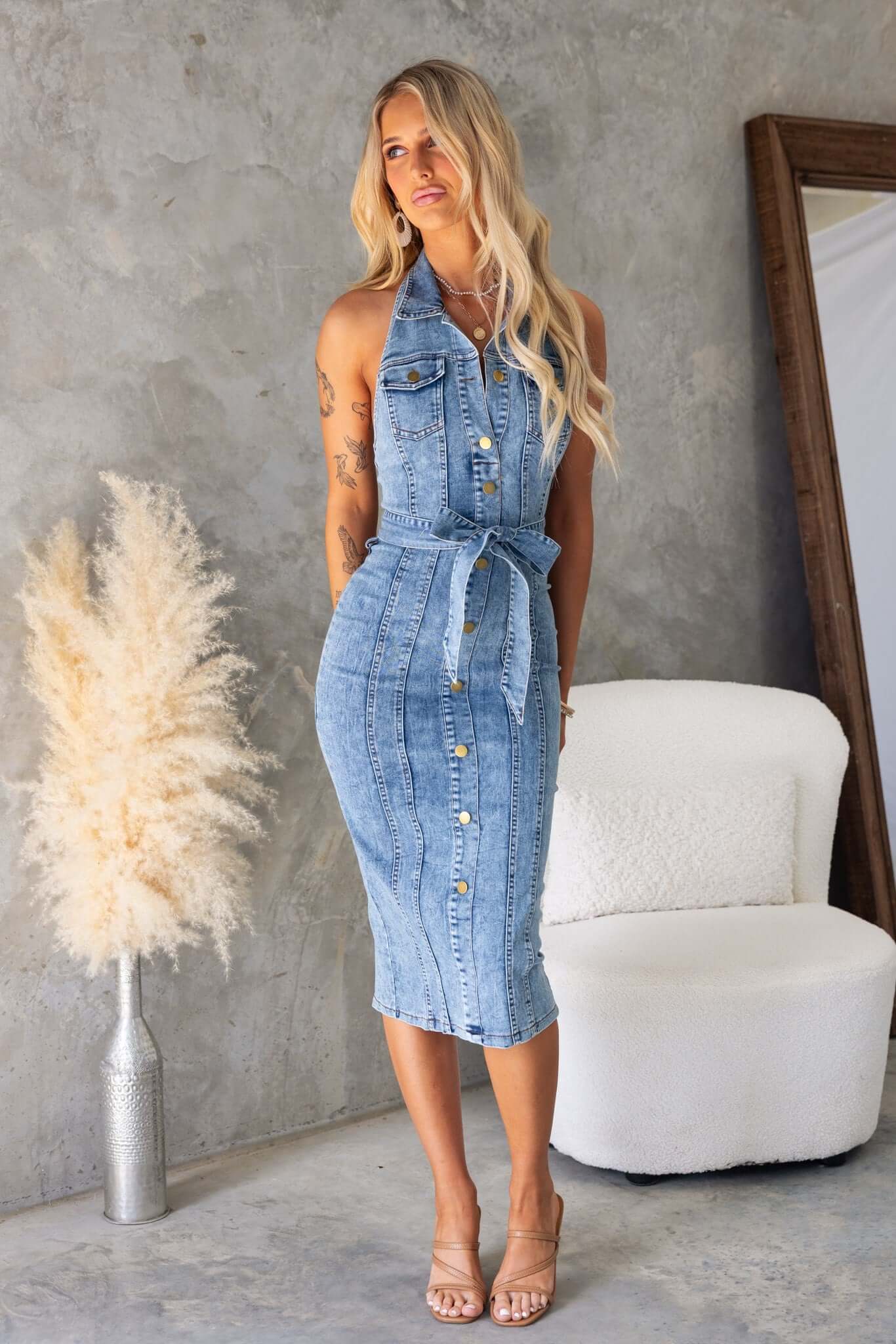 Kalyn Denim Midi Dress