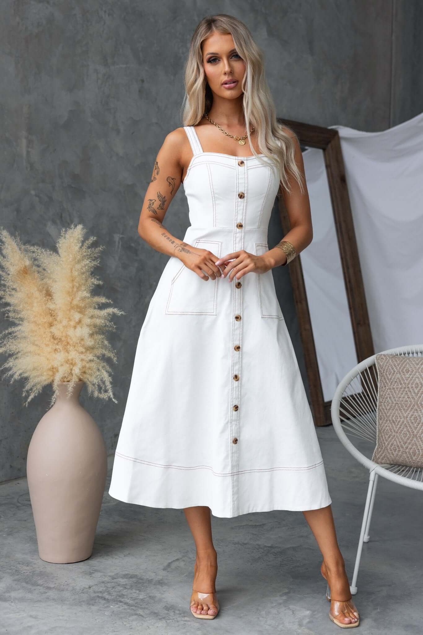 Karta Denim Midi Dress - Image 4