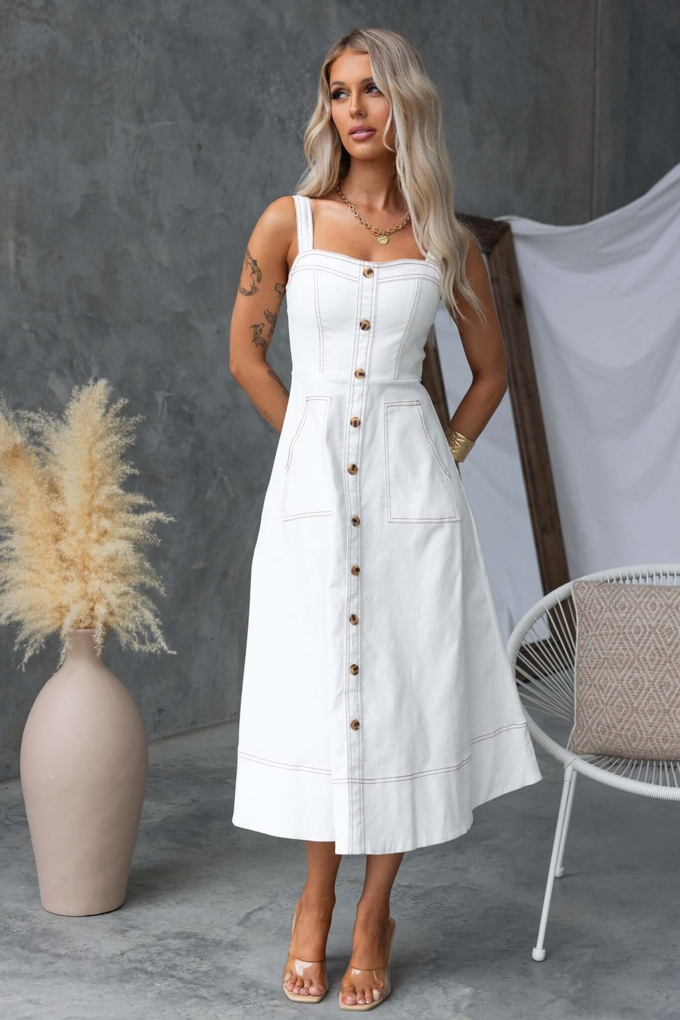 Karta Denim Midi Dress - Image 5