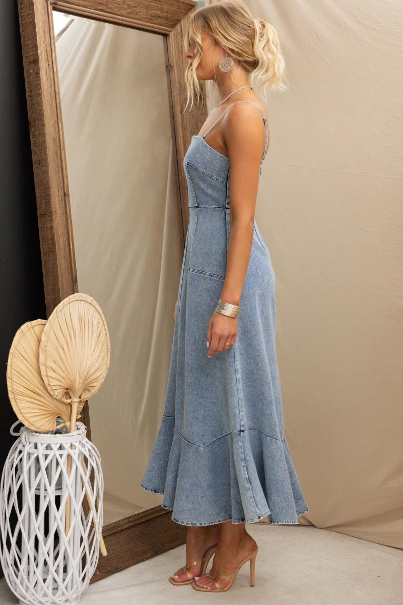 Kayla Denim Midi Dress - Image 4