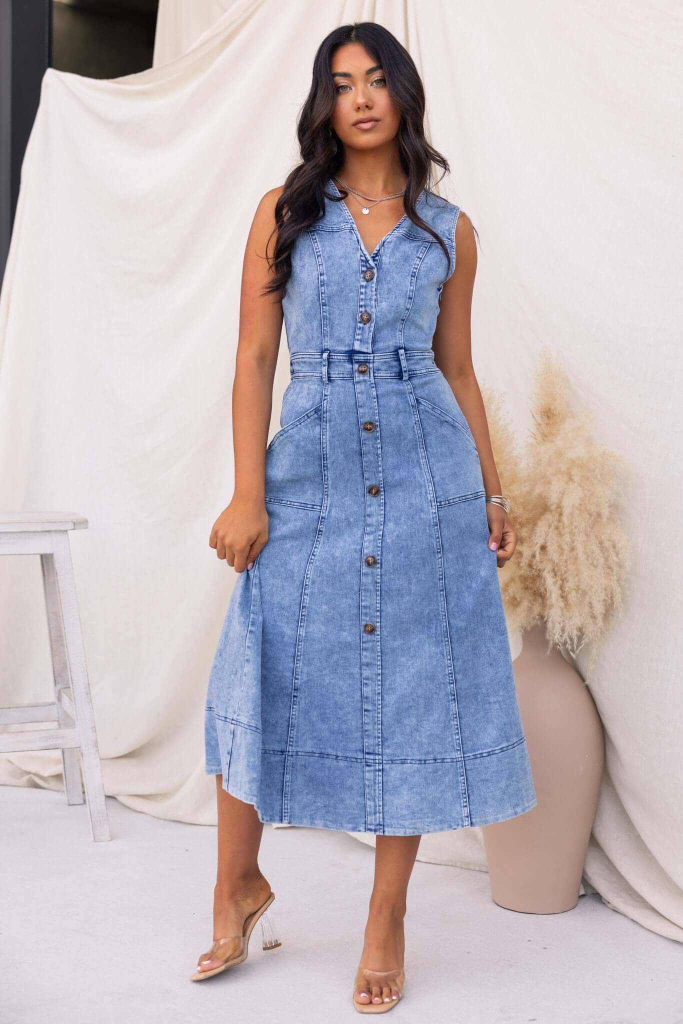 Kerrie Denim Midi Dress - Image 2
