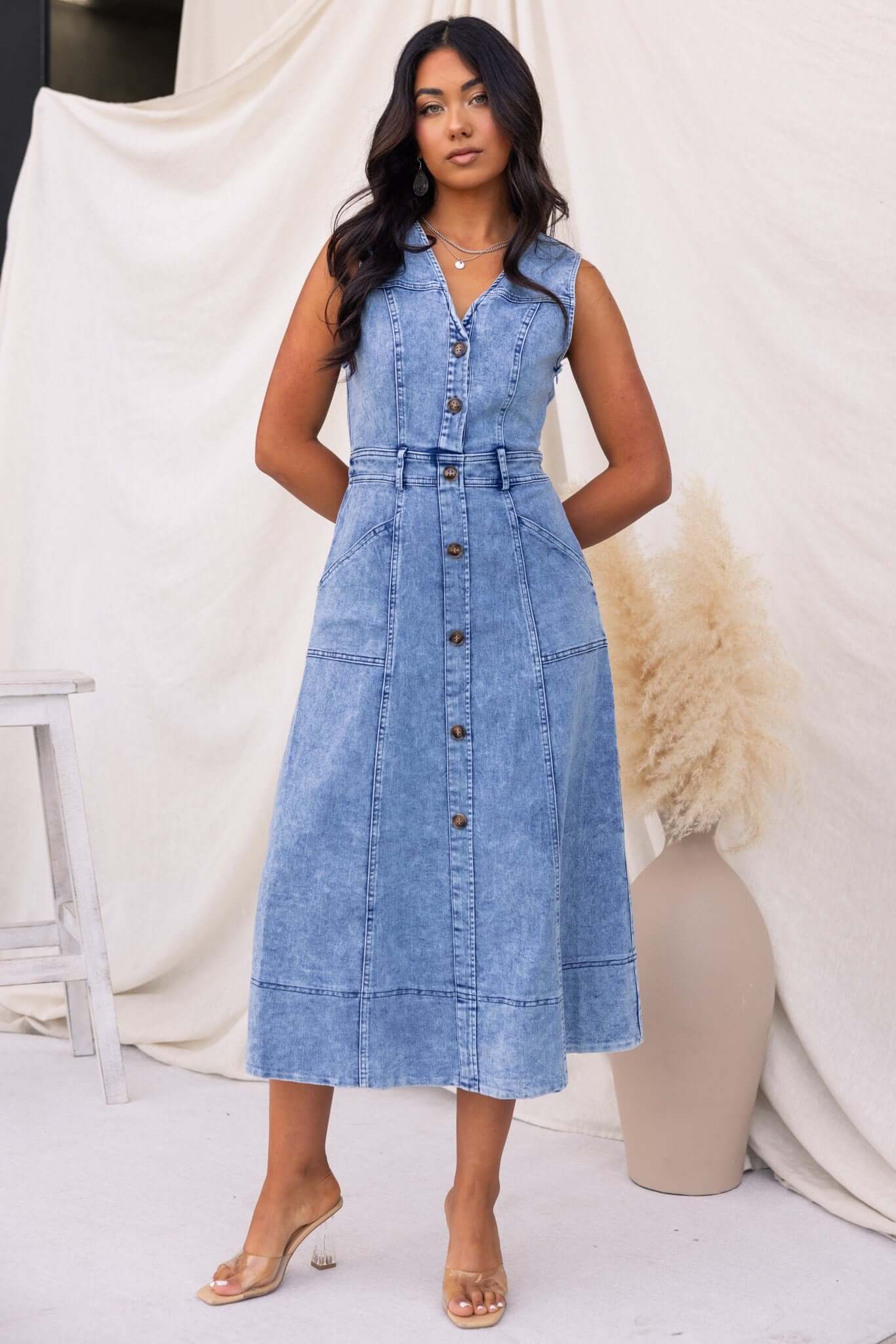 Kerrie Denim Midi Dress - Image 3