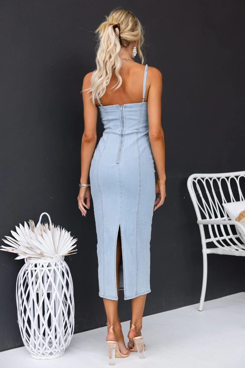 Lawsie Denim Midi Dress - Image 6